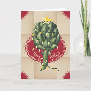 Artichoke Christmas tree food vendor chef catering Holiday Card