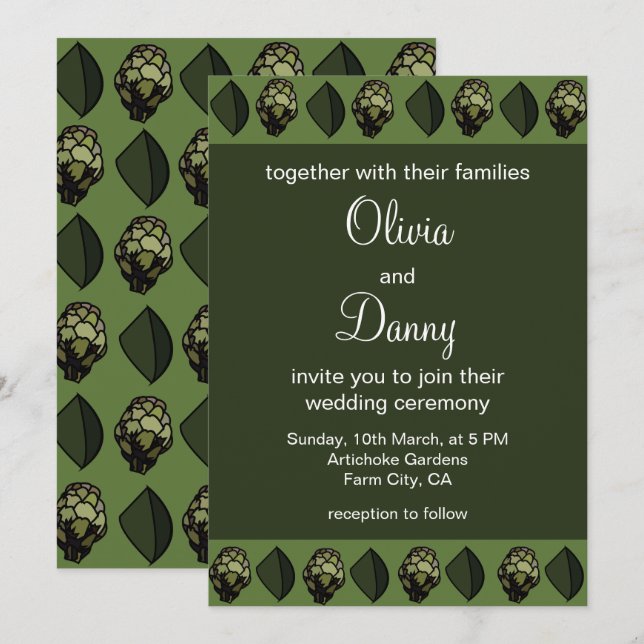 Artichoke Vegetable Plant Botanical Wedding Invitation (Front/Back)