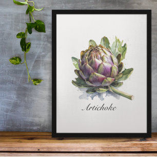 Artichoke Watercolor Botanical Kitchen Garden Poster