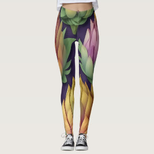 Artichoke Whimsical Colourful Personalised Pattern Leggings