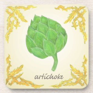 artichoke with leaves classic design coaster