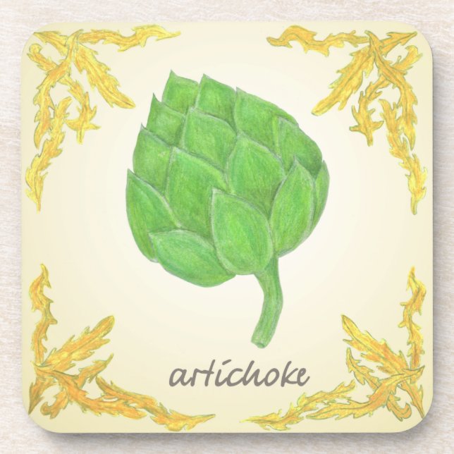 artichoke with leaves classic design coaster (Front)