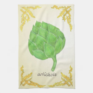 artichoke with leaves classic design tea towel