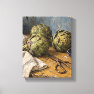 Artichokes and Copper Scissors - Rustic Kitchen St Canvas Print