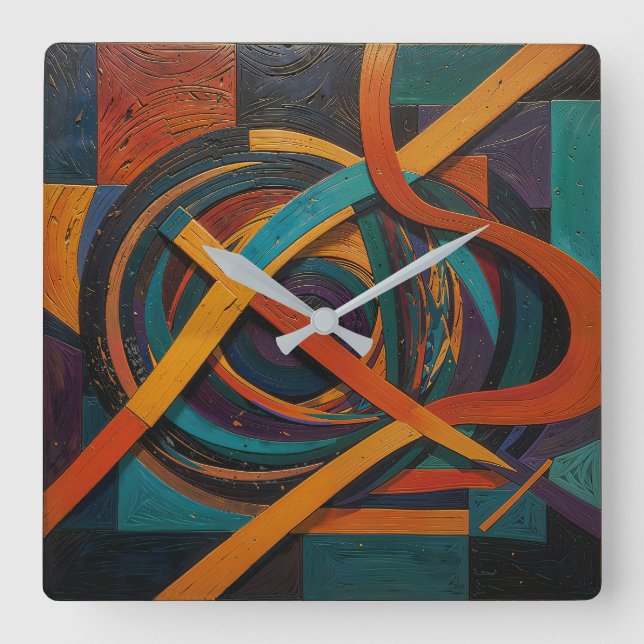 Artifact - Geometric Art Design Square Wall Clock (Front)