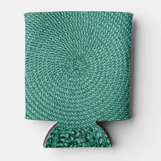 Artificial braided green fabric texture. can cooler (Front)