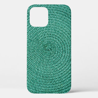 Artificial braided green fabric texture. iPhone 12 case
