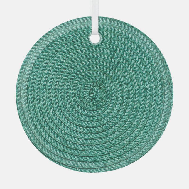 Artificial braided green fabric texture. glass tree decoration (Front)