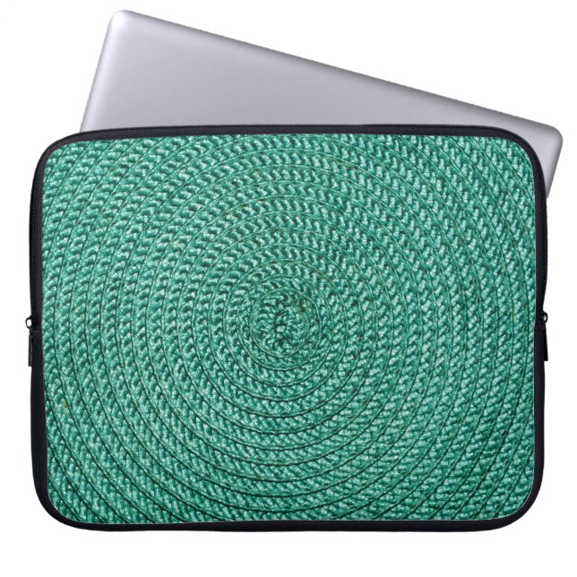 Artificial braided green fabric texture. laptop sleeve (Front)