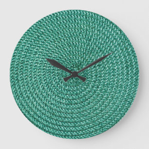 Artificial braided green fabric texture. large clock