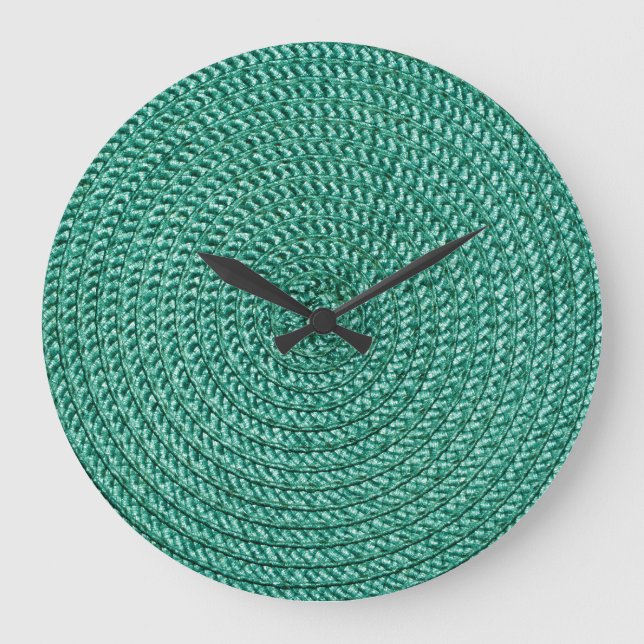 Artificial braided green fabric texture. large clock (Front)