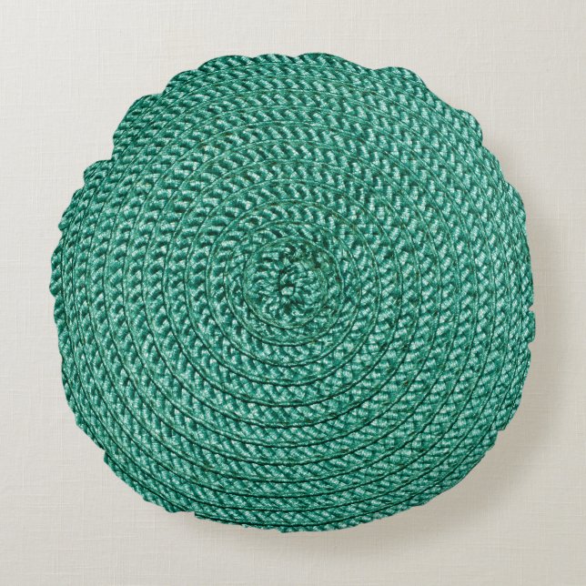 Artificial braided green fabric texture. round cushion (Front)