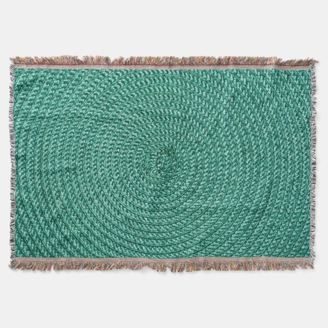 Artificial braided green fabric texture. throw blanket (Front)
