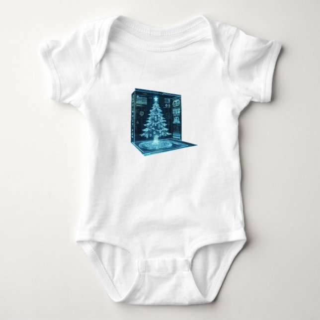 Artificial Christmas Tree Baby Bodysuit (Front)
