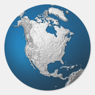 Artificial Earth - North America. 3d Render Classic Round Sticker