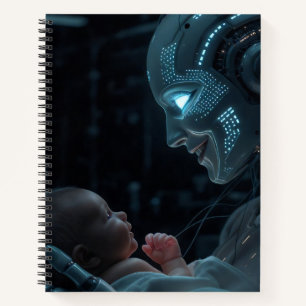 Artificial Grace – Futuristic Robot and Baby Notebook