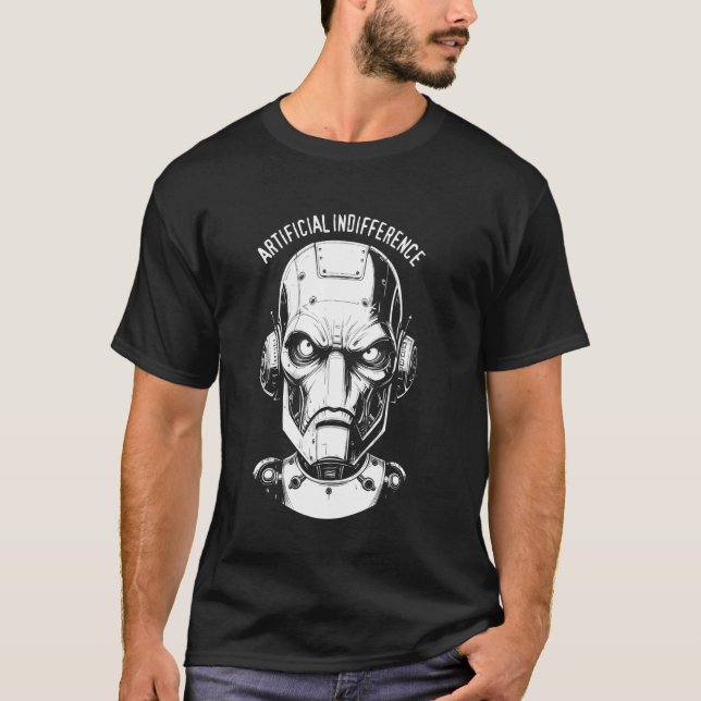 Artificial Indifference Funny AI Robot Machine Int T-Shirt (Front)