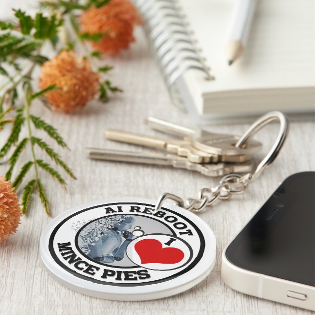 Artificial Intelligence (AI) - I Love Mince Pies Key Ring (Front Right)