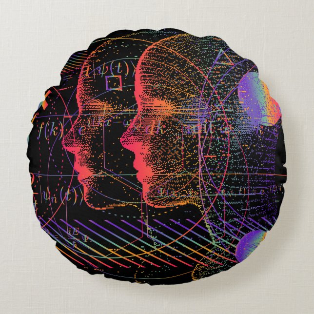 Artificial Intelligence and Virtual Reality concep Round Cushion (Front)