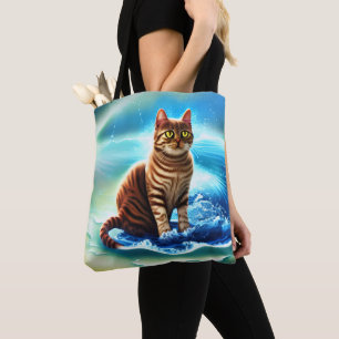 Artificial intelligence animal cat on water tote bag
