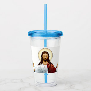 Artificial Intelligence Art of Jesus with Arms Out Acrylic Tumbler