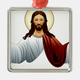 Artificial Intelligence Art of Jesus with Arms Out Metal Tree Decoration