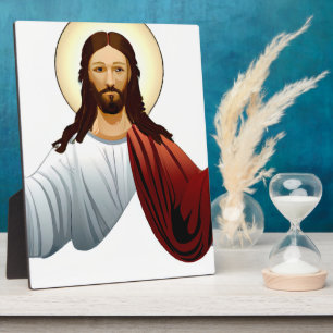 Artificial Intelligence Art of Jesus with Arms Out Plaque