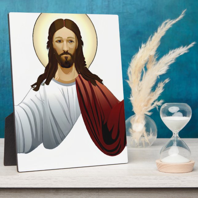 Artificial Intelligence Art of Jesus with Arms Out Plaque (Side)