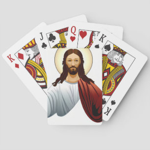 Artificial Intelligence Art of Jesus with Arms Out Playing Cards