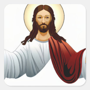 Artificial Intelligence Art of Jesus with Arms Out Square Sticker