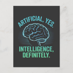Artificial Intelligence Brain Humor Design Postcard