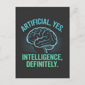 Artificial Intelligence Brain Humor Design Postcard
