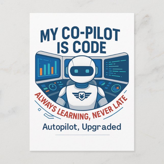 Artificial Intelligence Co-Pilot Code Design Postcard (Front)