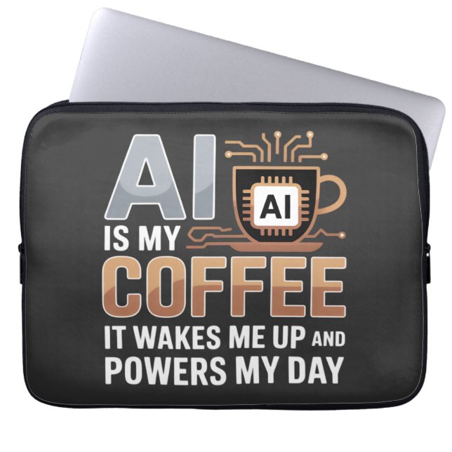 Artificial Intelligence Coffee Humour Laptop Sleeve (Front)