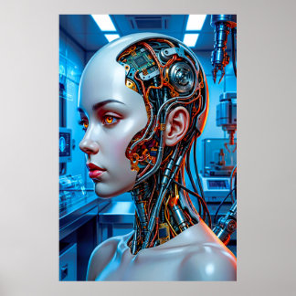 Artificial Intelligence Cool Blue Sci Fi Poster