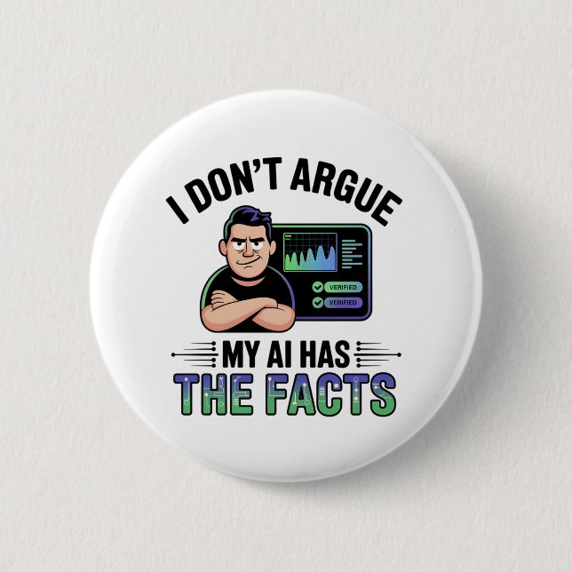 Artificial Intelligence Facts Humour Design 6 Cm Round Badge (Front)