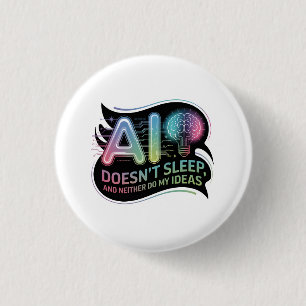 Artificial Intelligence Ideas Neon Graphic 3 Cm Round Badge
