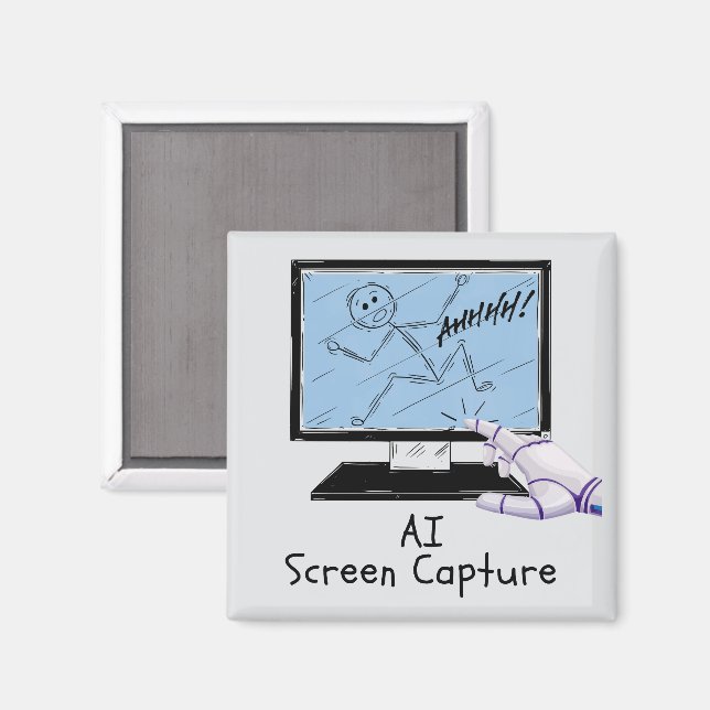 Artificial Intelligence Screen Capture Cartoon Magnet (Front/Back)