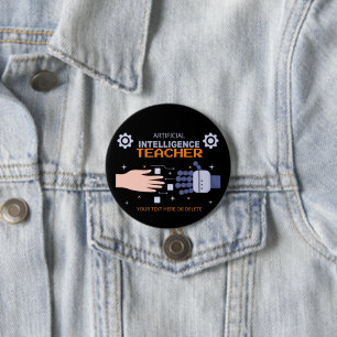 Artificial Intelligence Teacher - man & machine 7.5 Cm Round Badge