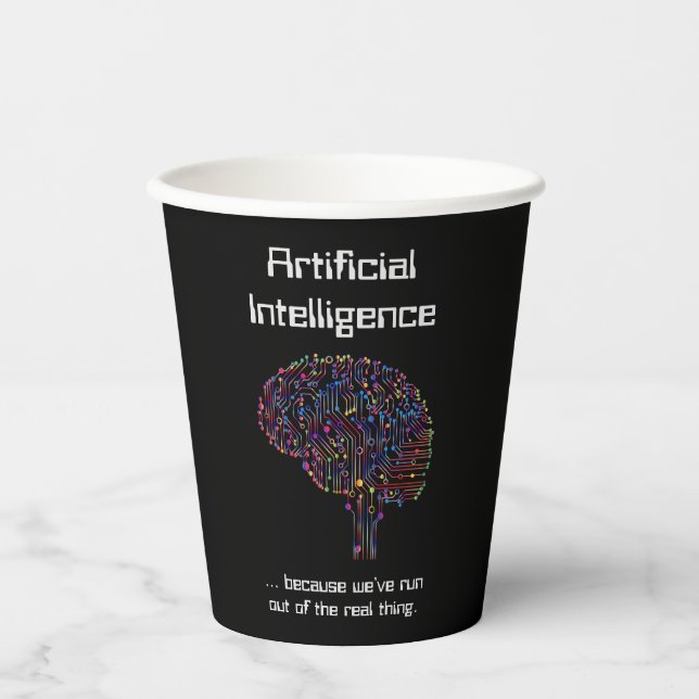 Artificial Intelligence vs Real Thing Paper Cups (Front)