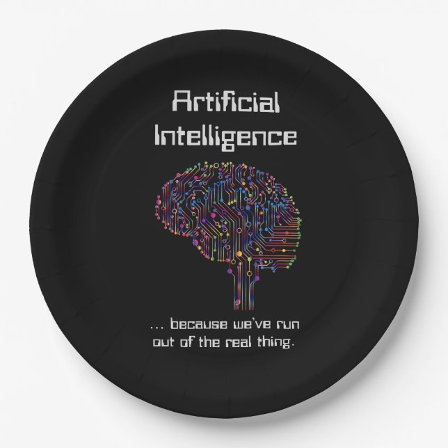 Artificial Intelligence vs Real Thing Paper Plate (Front)