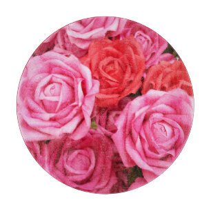 Artificial Red Rose Background Closeup Cutting Board