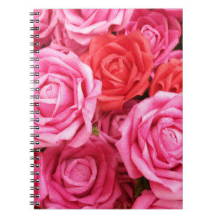 Artificial Red Rose Background Closeup Notebook