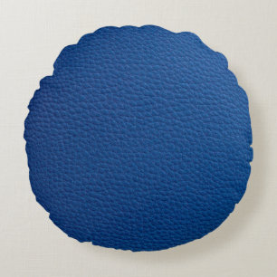 Artificial soft blue leather. Faux leather texture Round Cushion