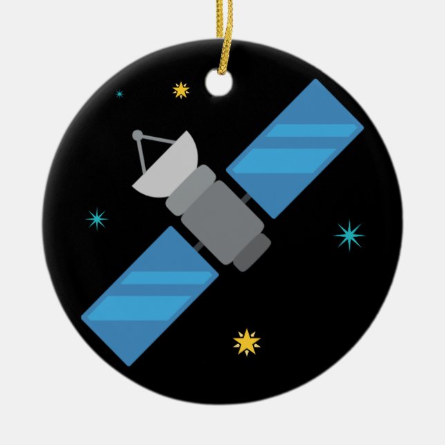 Artificial Space Satellite Emoji Ceramic Tree Decoration (Front)