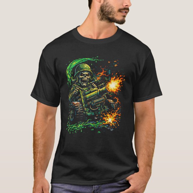 Artillery Mayhem – Street Art Military Illustratio T-Shirt (Front)