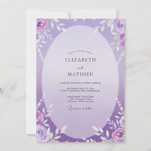Artisan Amethyst Painted Foliage Wedding Invitation