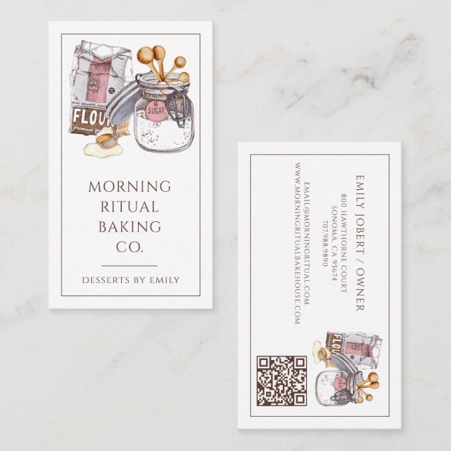 Artisan Bakery Baker QR Code Business Card (Front/Back)