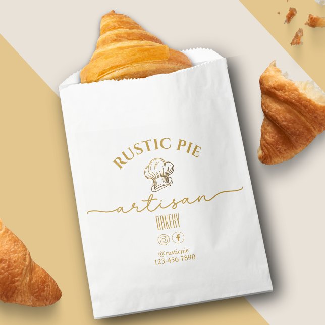 Artisan Bakery Business Gold Chef Hat Favour Bags (Creator Uploaded)