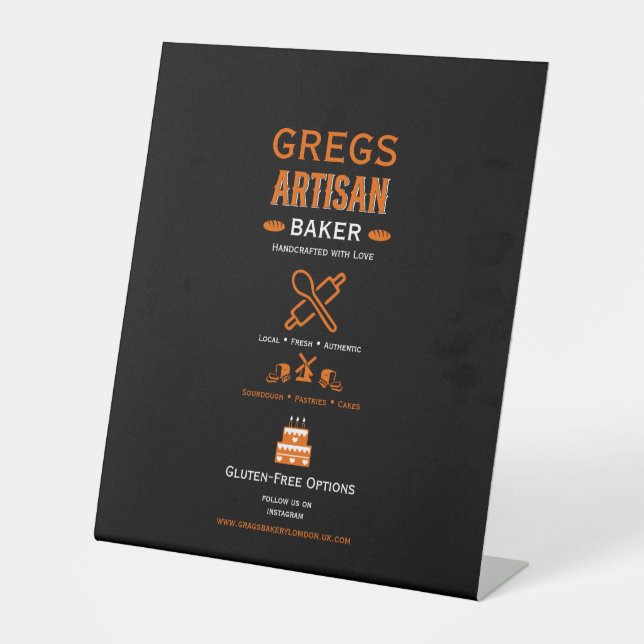 Artisan Bakery Business Promotion Pedestal Sign (Front)